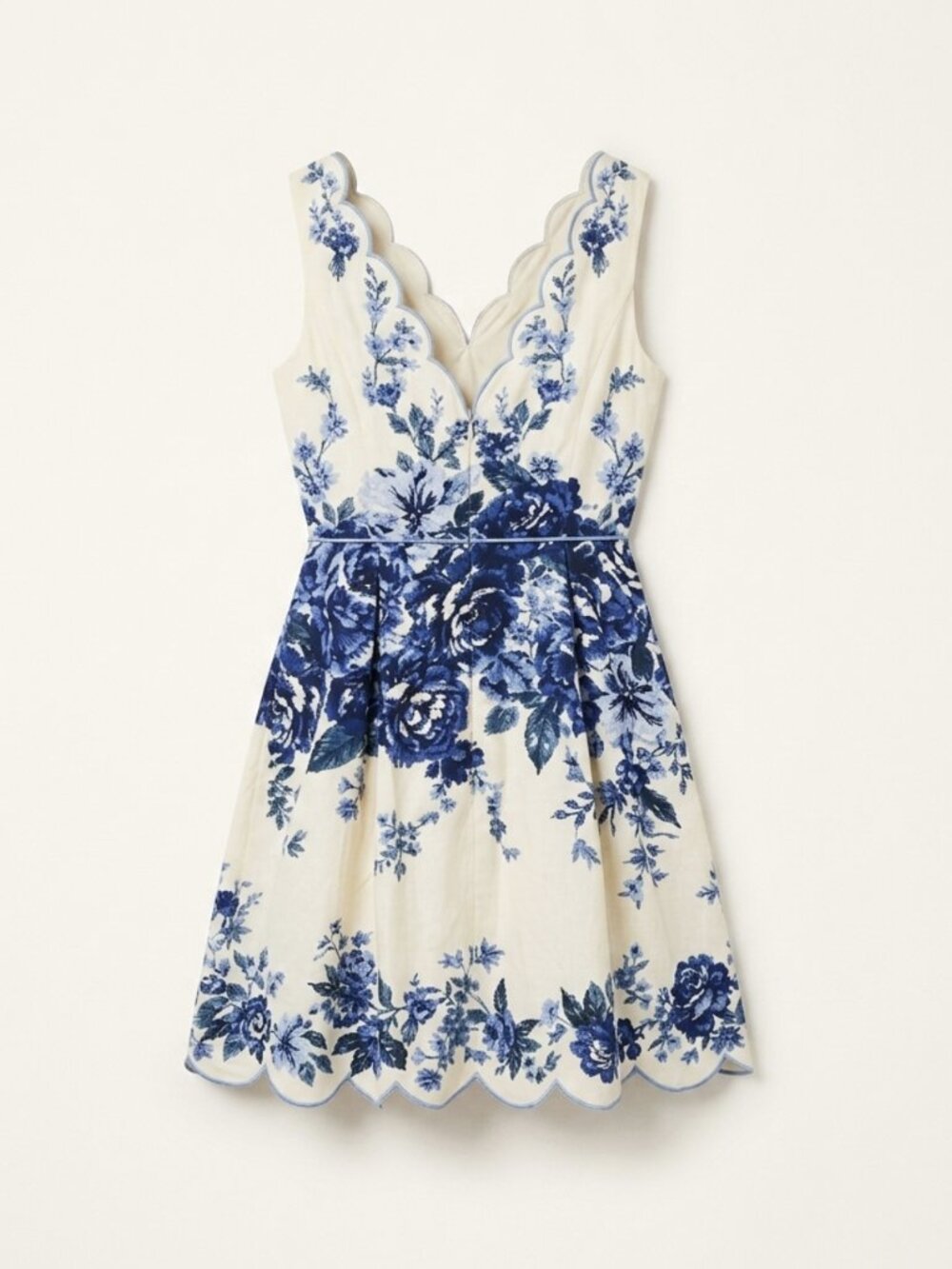 Zimmermann Aliane Scallop Blue Floral Mini Dress